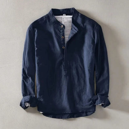 CALLUM LINEN MANDARIN SHIRT